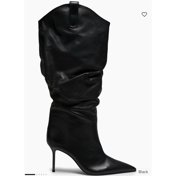 Schultz Beverly Leather Stiletto Boots Knee High Black Boots. $230 Sz 8.5 B